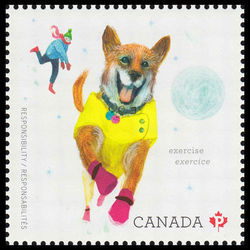 canada stamp 2829b dog chasing snowball 2015