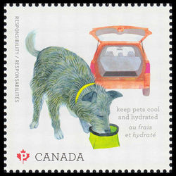 canada stamp 2829d dog drinking 2015