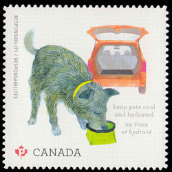 canada stamp 2834 dog drinking 2015