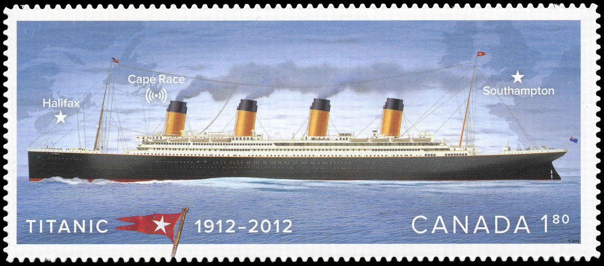 Buy Canada #2538i - Titanic, Map of North Atlantic, Flag of the White Star  Line (2012) P (61¢) - Multicoloured - Die cut to shape from Quarterly Pack  | Arpin Philately