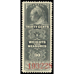 canada revenue stamp fwm38 weights and measures victoria 30 1897