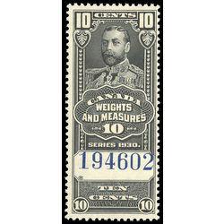 canada revenue stamp fwm61 weights and measures george v 10 1930