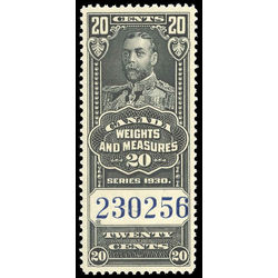 canada revenue stamp fwm63 weights and measures george v 20 1930