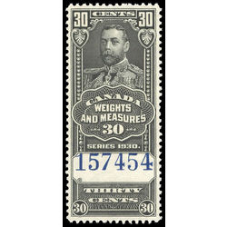 canada revenue stamp fwm64 weights and measures george v 30 1930