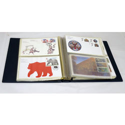 uni safe fdc album filled with 98 different first day covers that range from 1993 to 1999