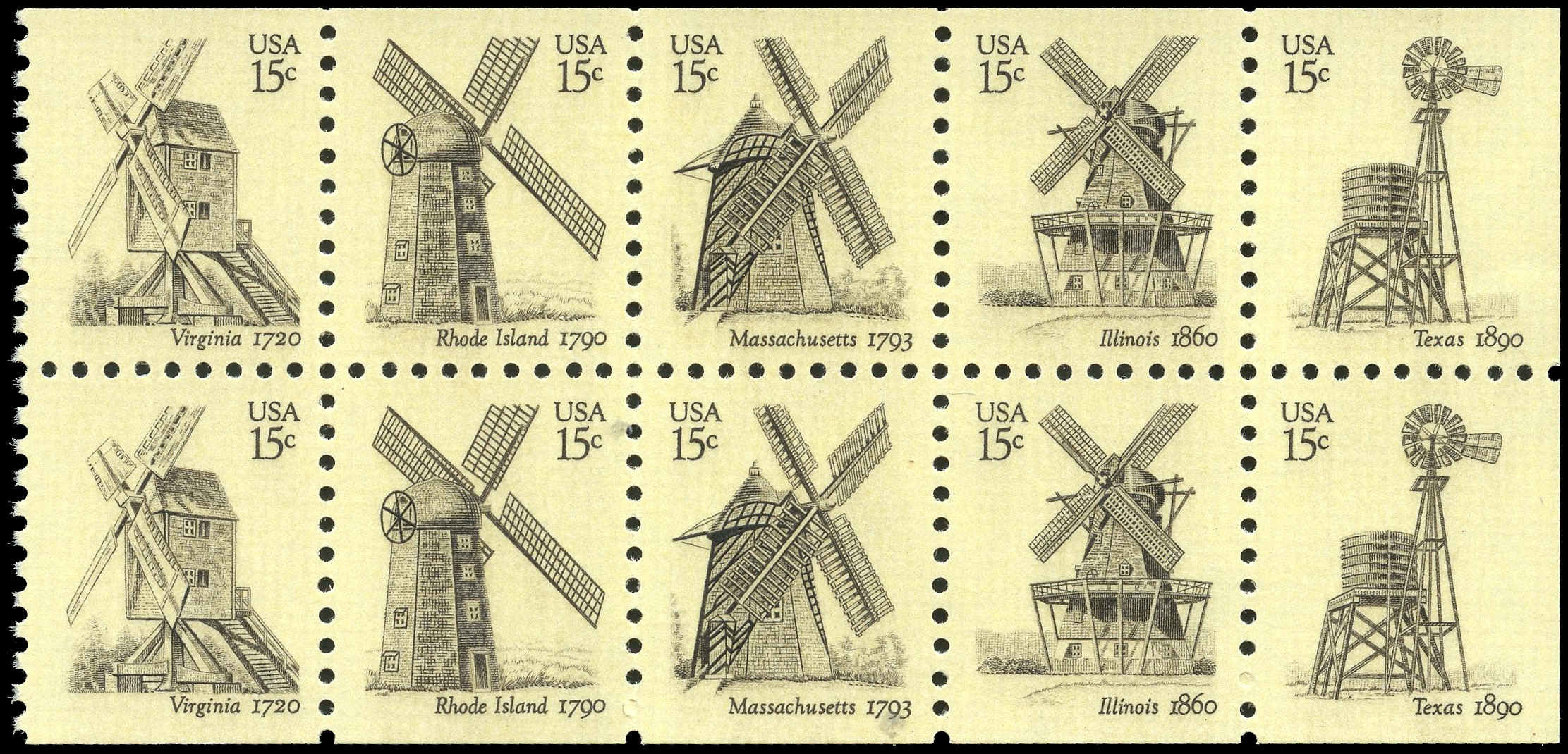 Buy US 1742a Windmills 1980 10 x 15 Booklet pane of 10