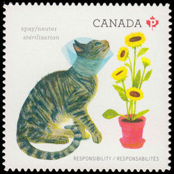 canada stamp 2830i cat in head cone 2015