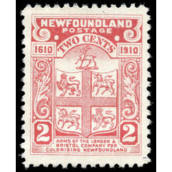 newfoundland stamp 88 coat of arms 2 1910 m vf 001