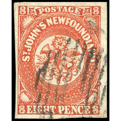 newfoundland stamp 8 pence first issue 8d 1857 U VF 013