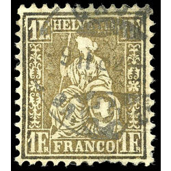 switzerland stamp 50a helvetia 1fr 1864