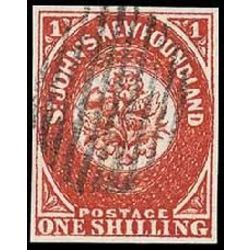 newfoundland stamp 9 pence first issue 1sh 1857