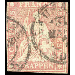 switzerland stamp 38 helvetia 10r 1858