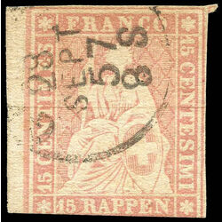 switzerland stamp 38a helvetia 10r 1858