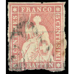 switzerland stamp 17 helvetia 15r 1854