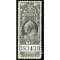 canada revenue stamp fwm52a weights and measures victoria 1 50 1897