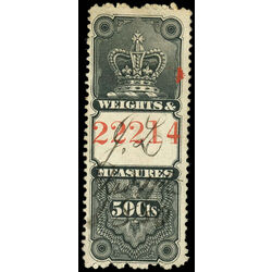 canada revenue stamp fwm9 weights and measures crown 50 1876