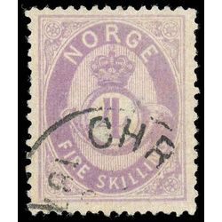 norway stamp 19 post horn and crown 1875