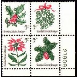 us stamp postage issues 1257b christmas greenery block of 4 20 1964