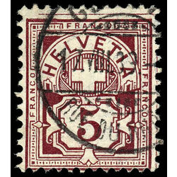 switzerland stamp 78 helvetia numeral 5 1882