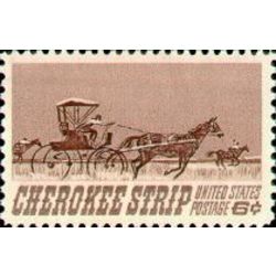 us stamp 1360 cherokee strip 6 1968