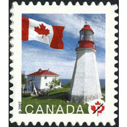 canada stamp 2253 flag over pachena point lighthouse bc flipped image 2007