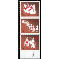 canada stamp christmas seals cs79 christmas seals 1980 STRIP OF 3