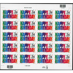 us stamp postage issues 3558 happy birthday 34 2002 M PANE