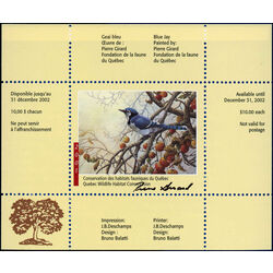 quebec wildlife habitat conservation stamp qw14d blue jay by pierre girard 10 2001