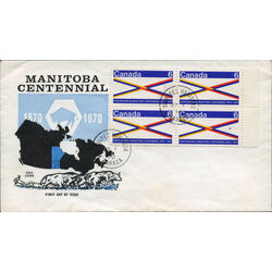 canada stamp 505 manitoba centennial 6 1970 FDC BLOCK