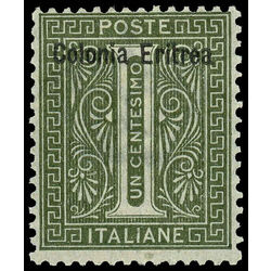 eritrea stamp 1 italy numeral stamp overprinted 1892