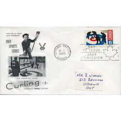 canada stamp 490 curlers on rink 6 1969 FDC 007