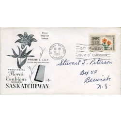 canada stamp 425 saskatchewan prairie lily 5 1966 FDC 005