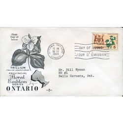 canada stamp 418 ontario white trillium 5 1964 FDC 005