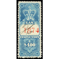 canada revenue stamp fg7 crown gas inspection 4 00 1875 U VF 001