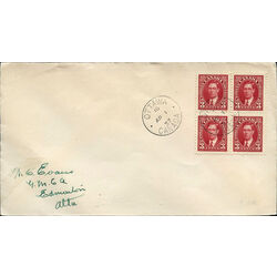 canada stamp 233 king george vi 3 1937 FDC BLOCK 010