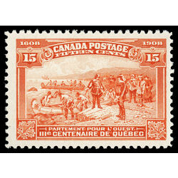 canada stamp 102 champlain s departure 15 1908 M F VFNH 059