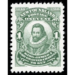 newfoundland stamp 87xiv king james i 1 1910 M VFNH 008