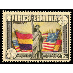 spain stamp 585 statue of liberty spanish and us flags 1938