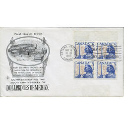 canada stamp 390 dollard des ormeaux 5 1960 FDC BLOCK 012