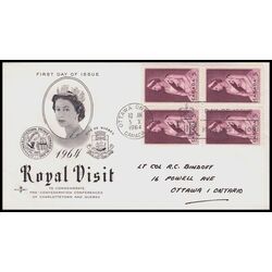 canada stamp 433 queen elizabeth ii 5 1964 FDC BLOCK 010