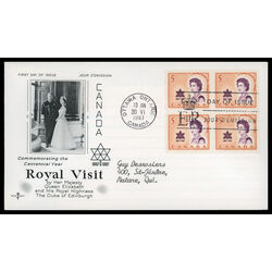 canada stamp 471 queen elizabeth ii and centennial symbol 5 1967 FDC BLOCK 011