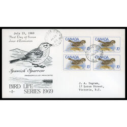 canada stamp 497 ipswich sparrow 10 1969 FDC UR 003