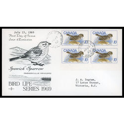 canada stamp 497 ipswich sparrow 10 1969 FDC LR 004