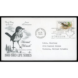 canada stamp 498 hermit thrush 25 1969 FDC