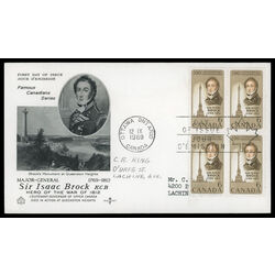 canada stamp 501 sir isaac brock and memorial column 6 1969 FDC BLOCK 009