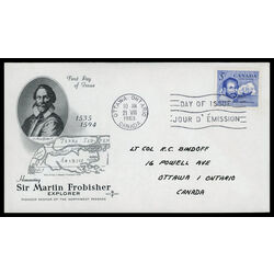 canada stamp 412 sir martin frobisher 5 1963 FDC 010