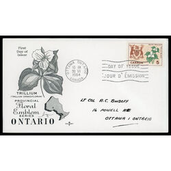 canada stamp 418 ontario white trillium 5 1964 FDC 010