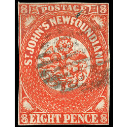 newfoundland stamp 8 pence first issue 8d 1857 U F VF 021