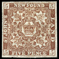 newfoundland stamp 19b pence third issue 5d 1861 M VF 002