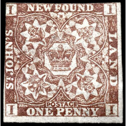 newfoundland stamp 1 pence first issue 1d 1857 M FNG 029